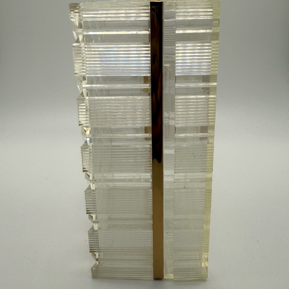 Vintage Clear acrylic and Gold Geometric Decorative Tray trinket box - Picture 3 of 9